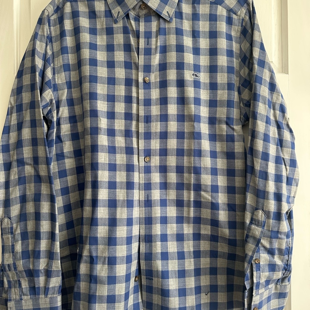 Vineyard Vines Blue/Gray Checkered Men's Shirt